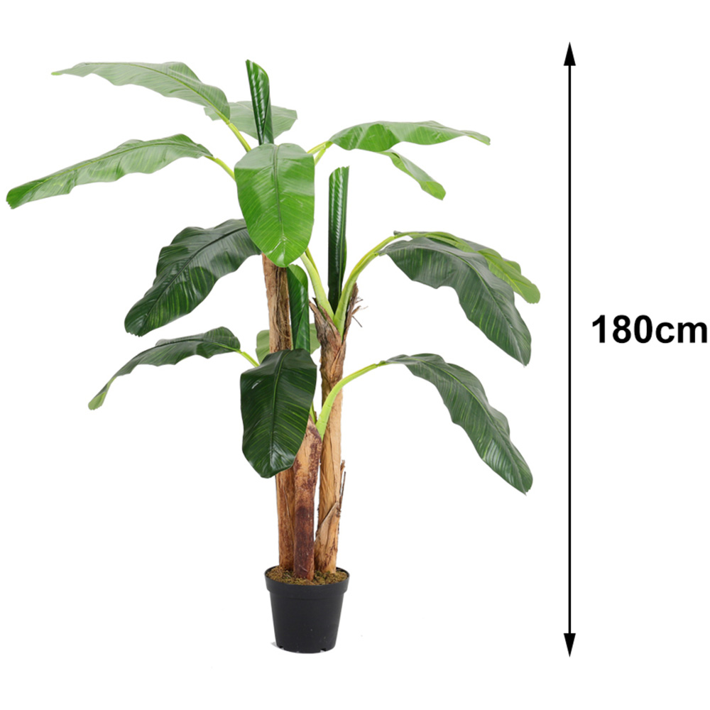 Living and Home 3 Trunk Artificial Banana Tree in Black Planter Image 8