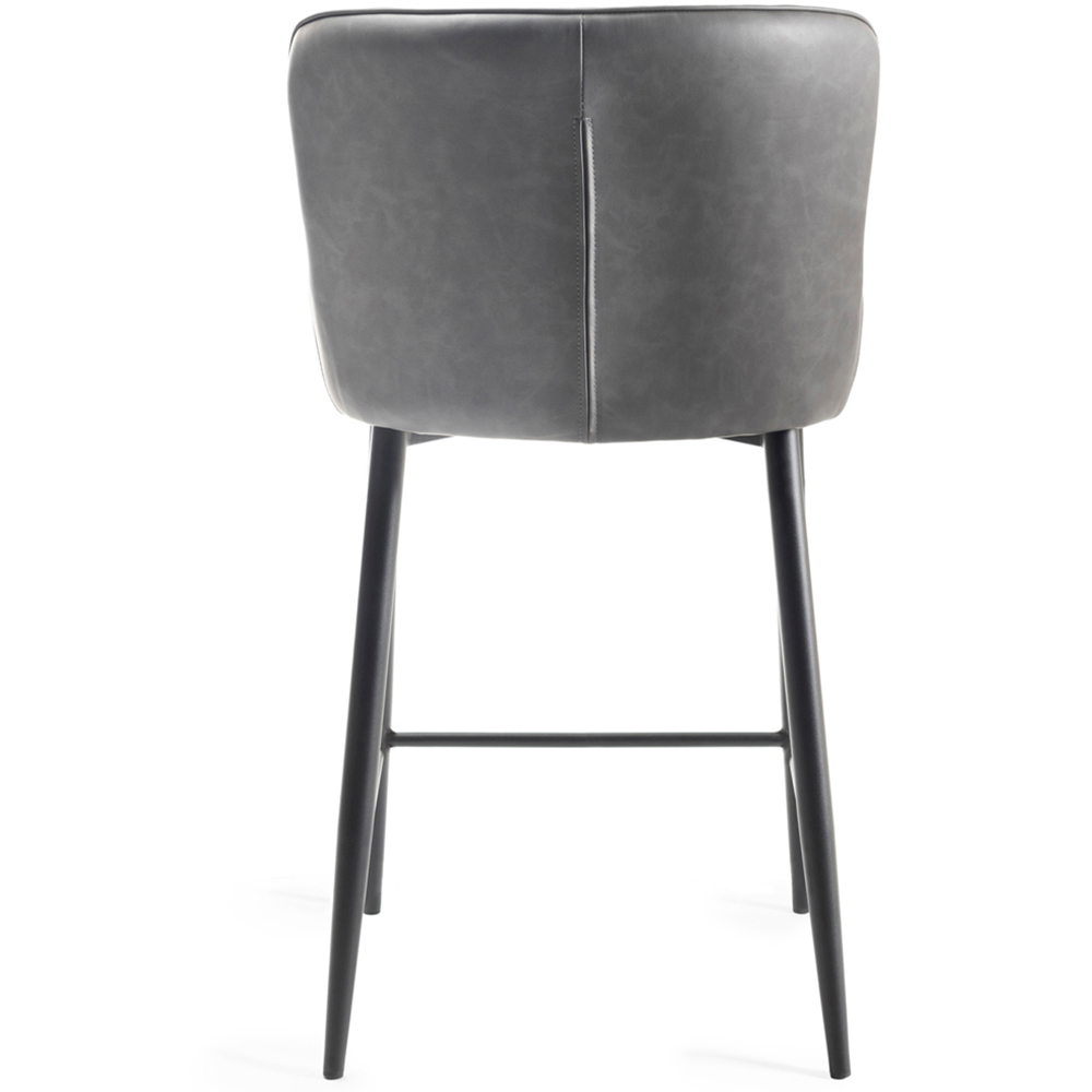 Bentley Designs Cezanne Set of 2 Dark Grey Faux Leather Upholstered Barstool Image 5