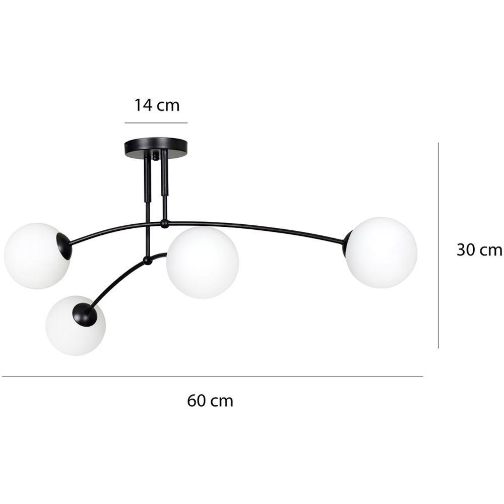 Emibig Pregos 4 Light White Shade Black E14 Ceiling Light Image 6