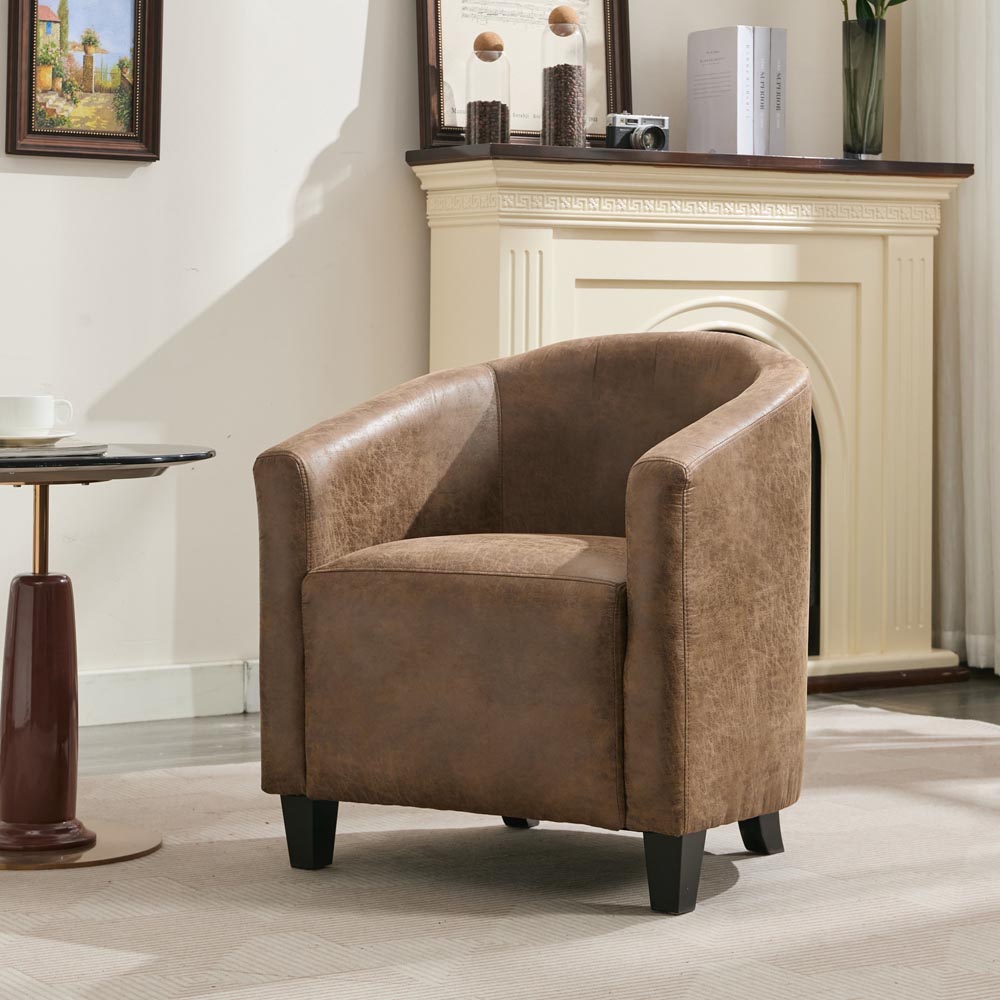 Furniture One Brown Bronzing Fabric Upholstered Tub Chair Image 4