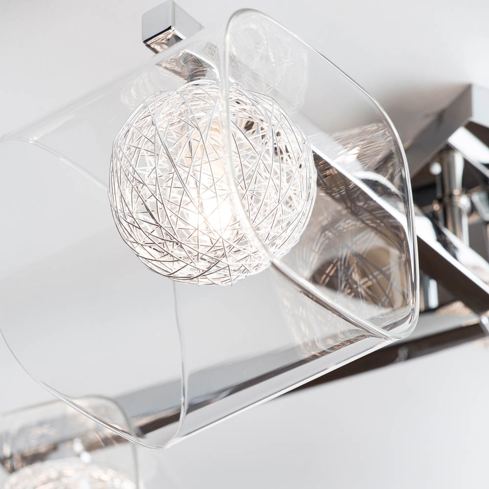 Inlight Crackle in Glass 5 Light Chrome Ceiling Flush Light Image 3