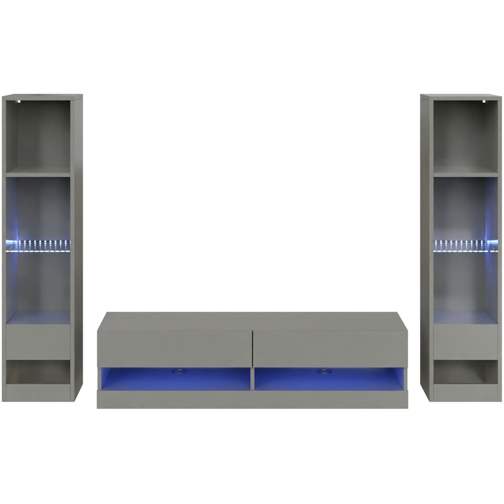 GFW Galicia 10 Shelf Grey Wall Mounted LED Full Media Set Image 2