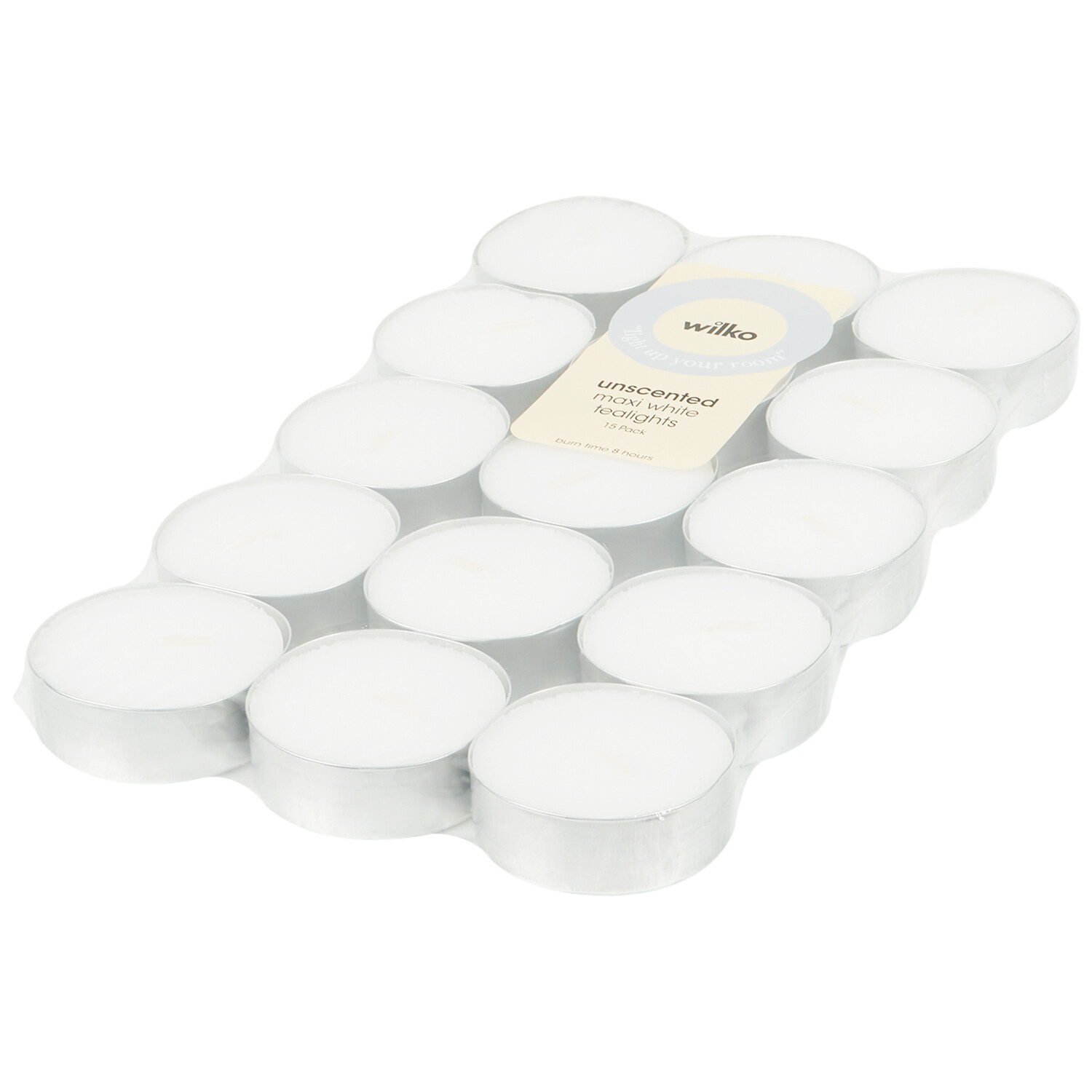Pack of 15 White Unscented Maxi Tealights White Image 3