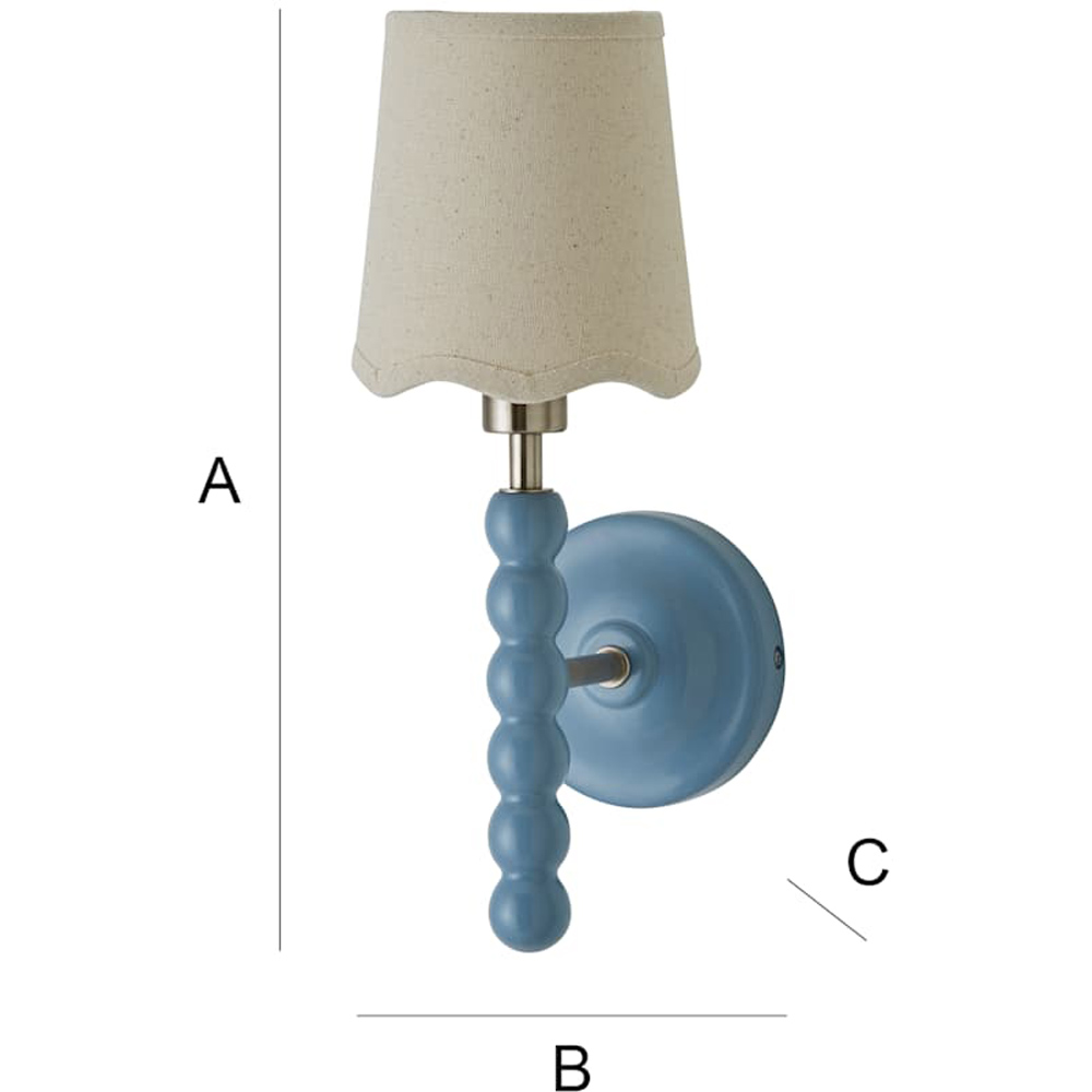 ValueLights Scallop Shade Powder Blue Bobbin LED Wall Light with Bulb Image 7