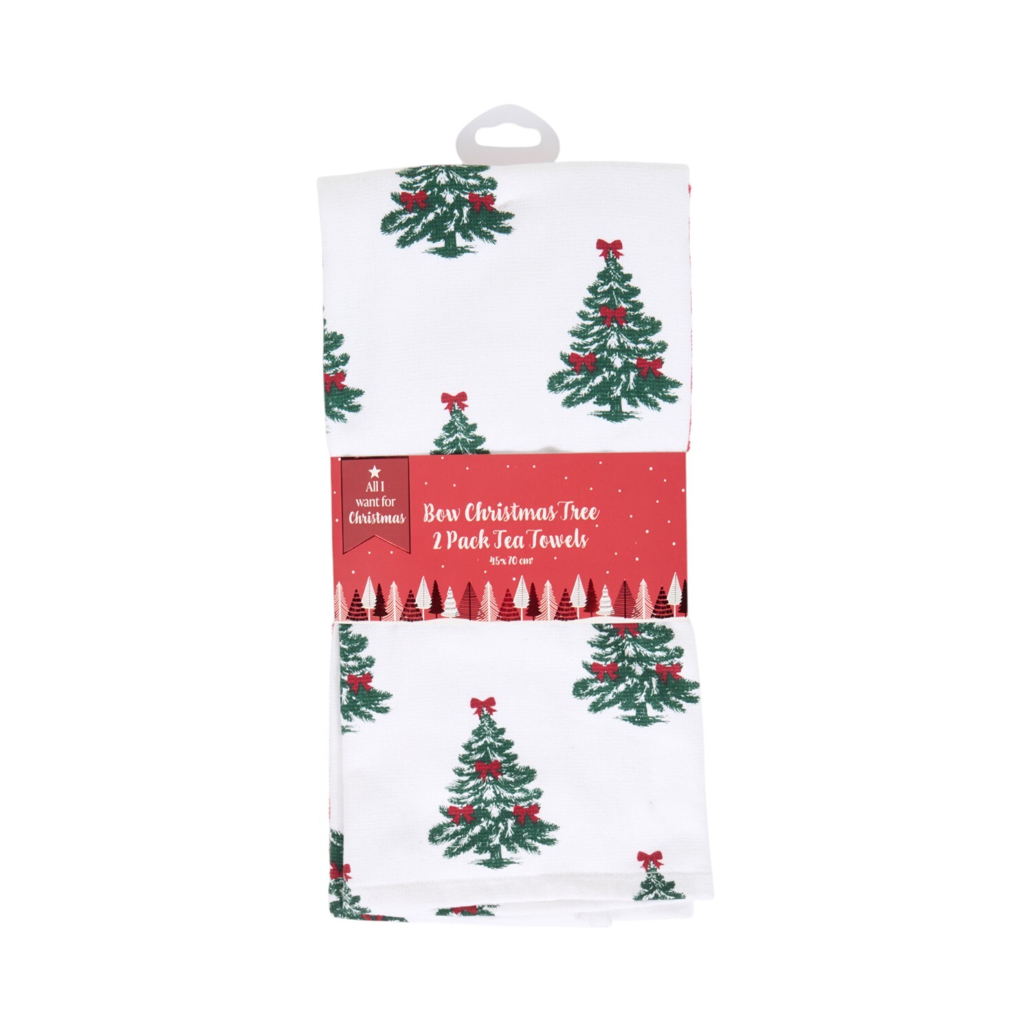 Pack of 2 Bow Christmas Tree Tea Towels Image 1