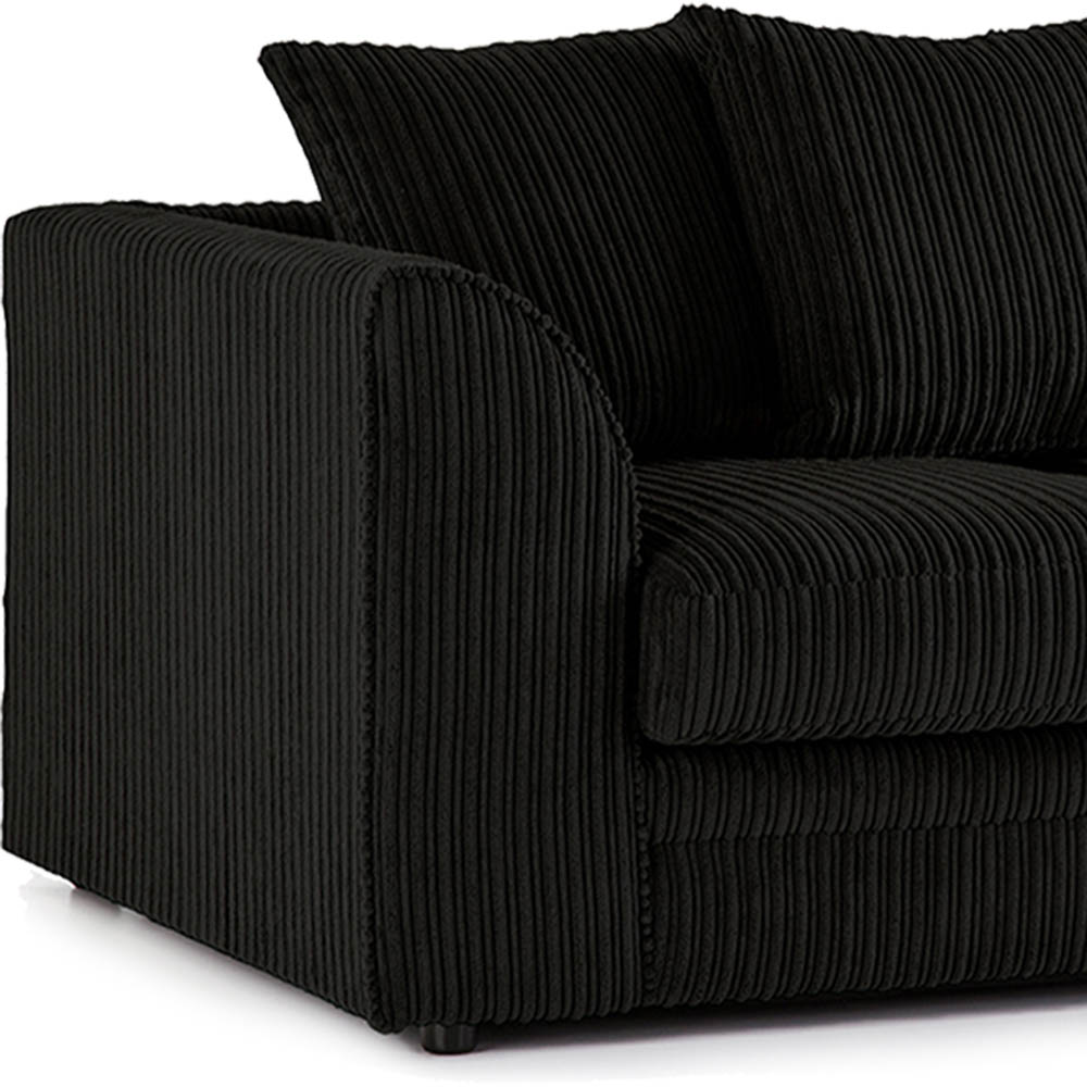 Luxor 4 Seater Black Jumbo Cord Right Hand Facing Scatter Back L Shaped Corner Sofa Set Image 3