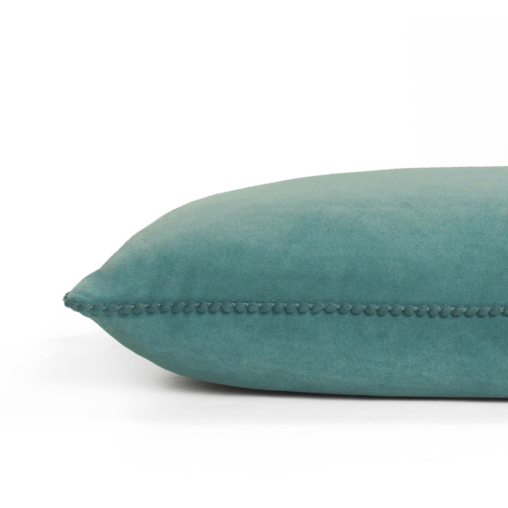 furn. Cosmo Blue Square Velvet Pom-Pom Cushion Image 3
