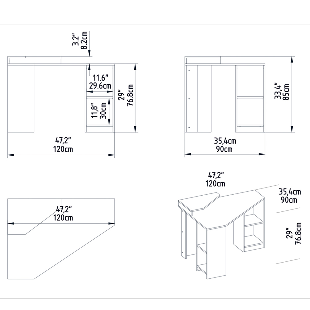 Decorotika Floating 4 Shelf Corner Computer Desk White Image 5