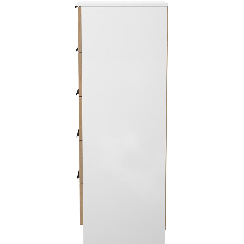 Crowndale Java 5 Drawer Slatt Effect and White Tall Bedside Cabinet Image 3