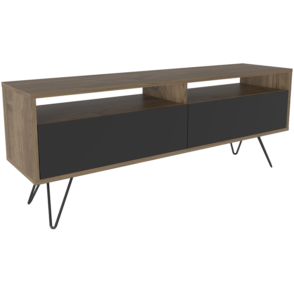 Decorotika Flay 2 Door 2 Shelf Walnut and Black TV Unit Image 7