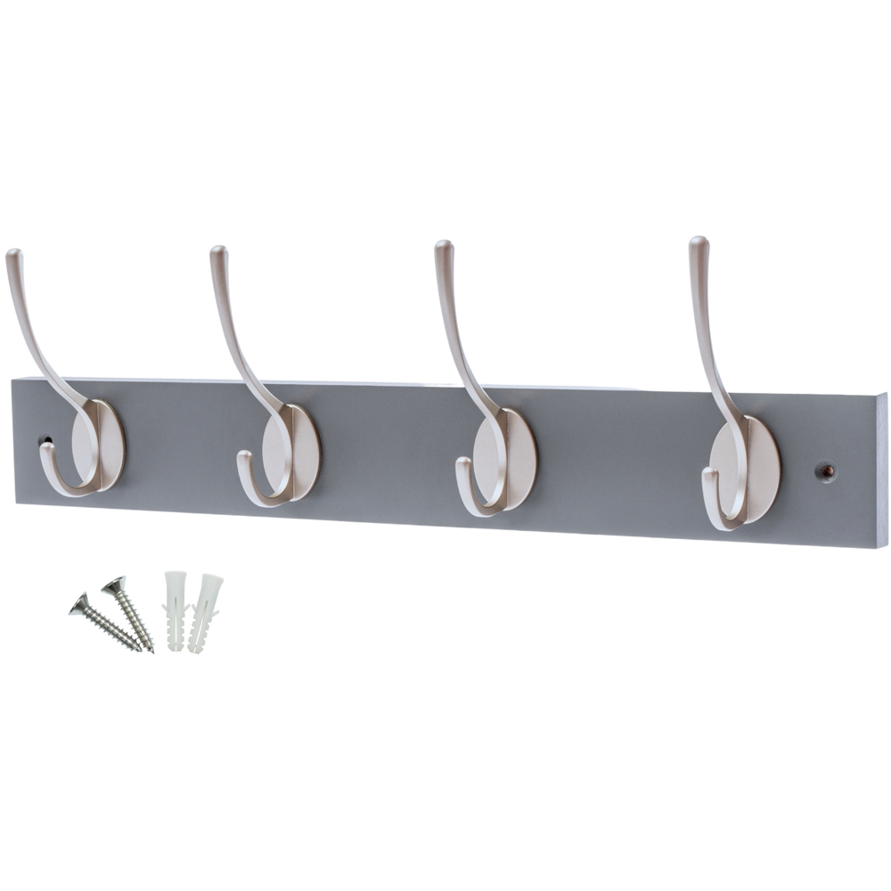 Headbourne Slate Grey and Satin Nickel Victorian 4 Hook Coat Rail Image 1
