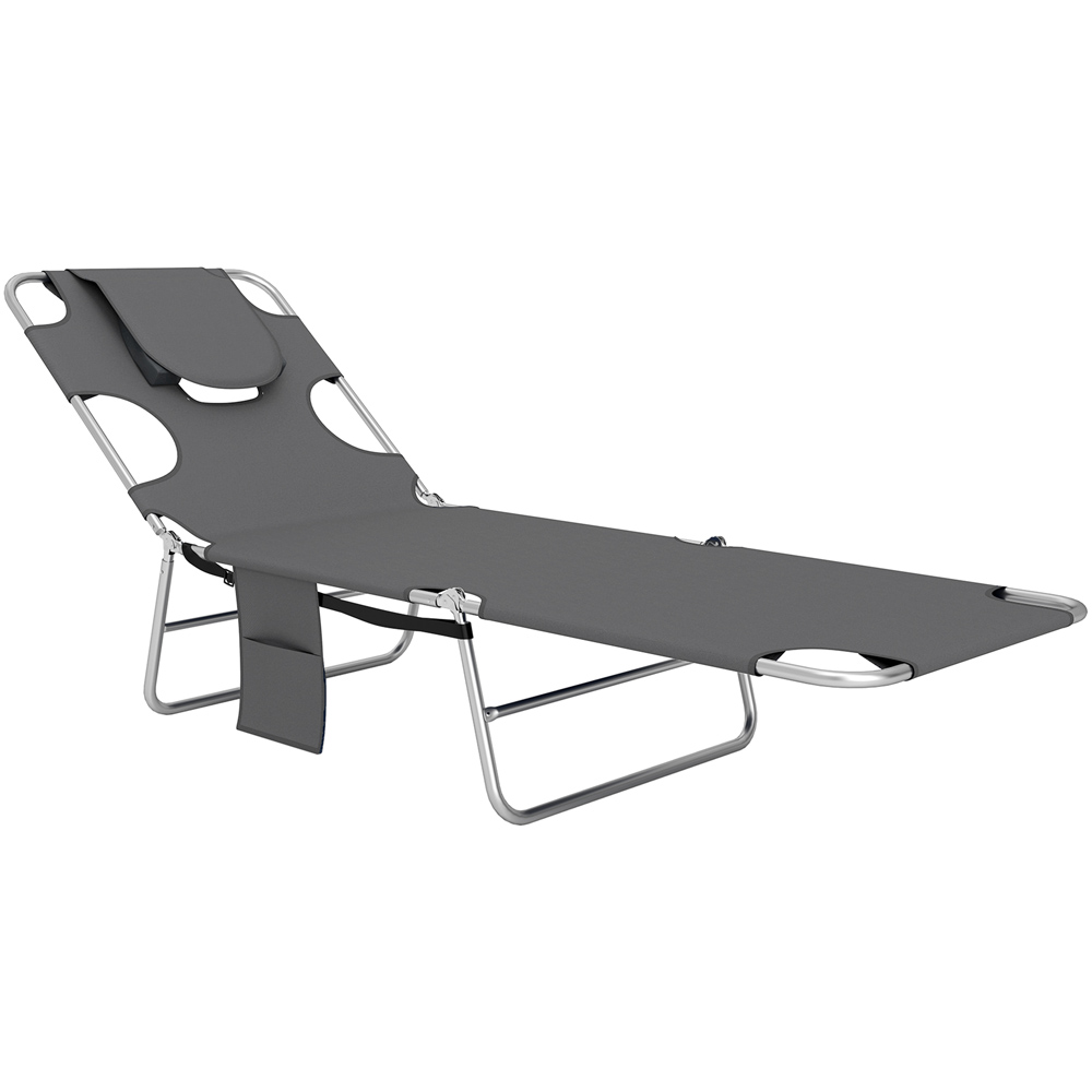 Outsunny Dark Grey 5 Level Adjustable Folding Sun Lounger Image 2