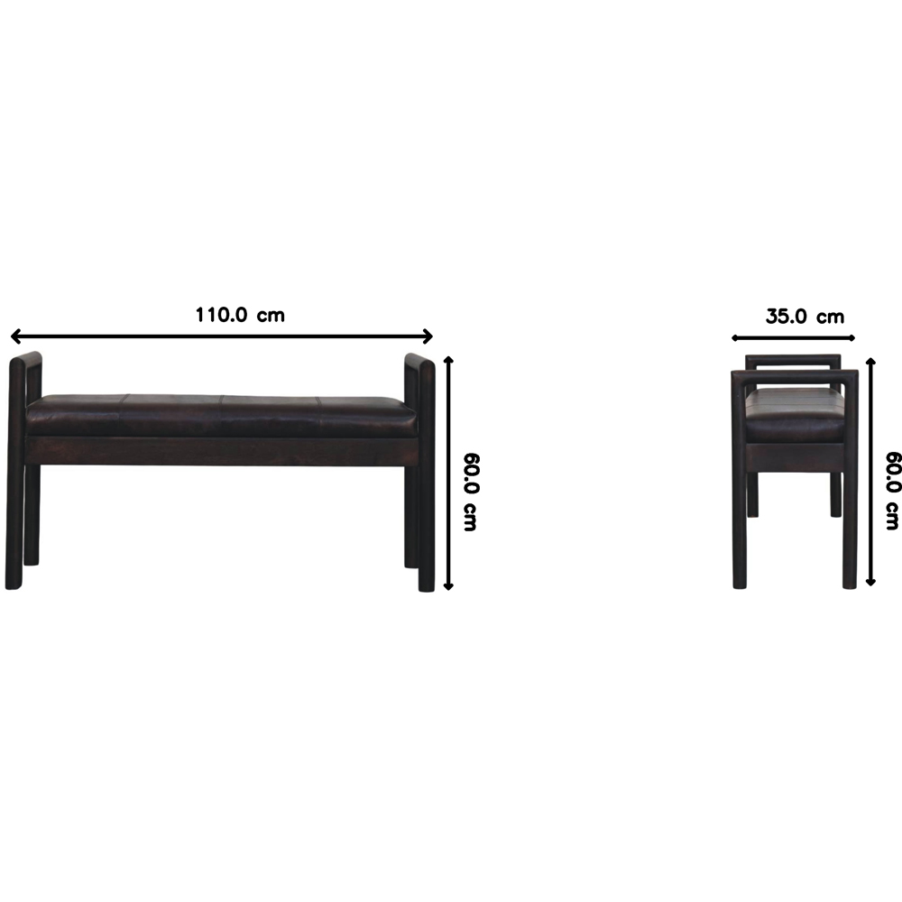 Artisan Furniture Black Upholstered Solid Wood Gridline Bench Image 8