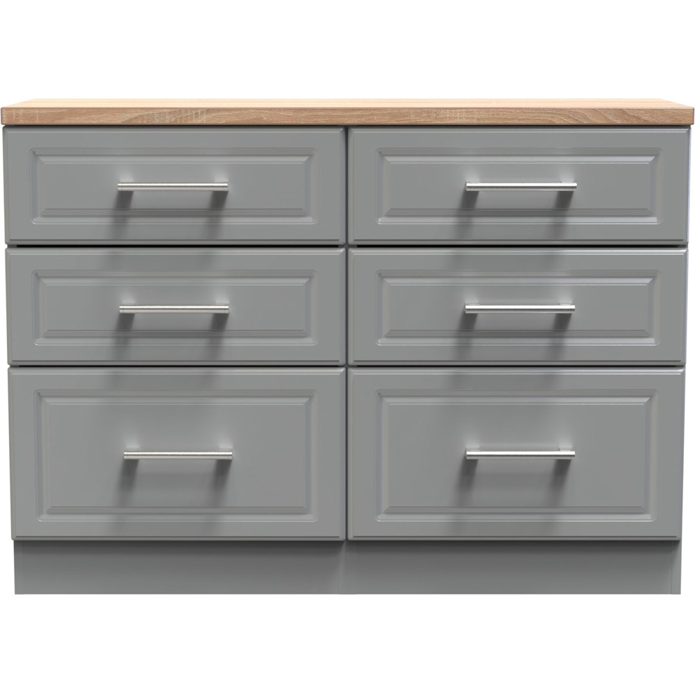 Crowndale Kent 6 Drawer Dusk Grey and Bardolino Oak Midi Chest of Drawers Image 3