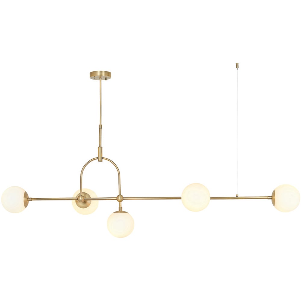 Merano Cosenza Antique Brass and Opal Glass 5 Light Ceiling Light Image 3