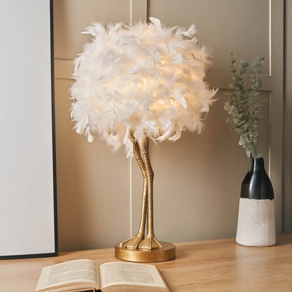Ozzy Ostrich Legs Feather Table Lamp Image 4