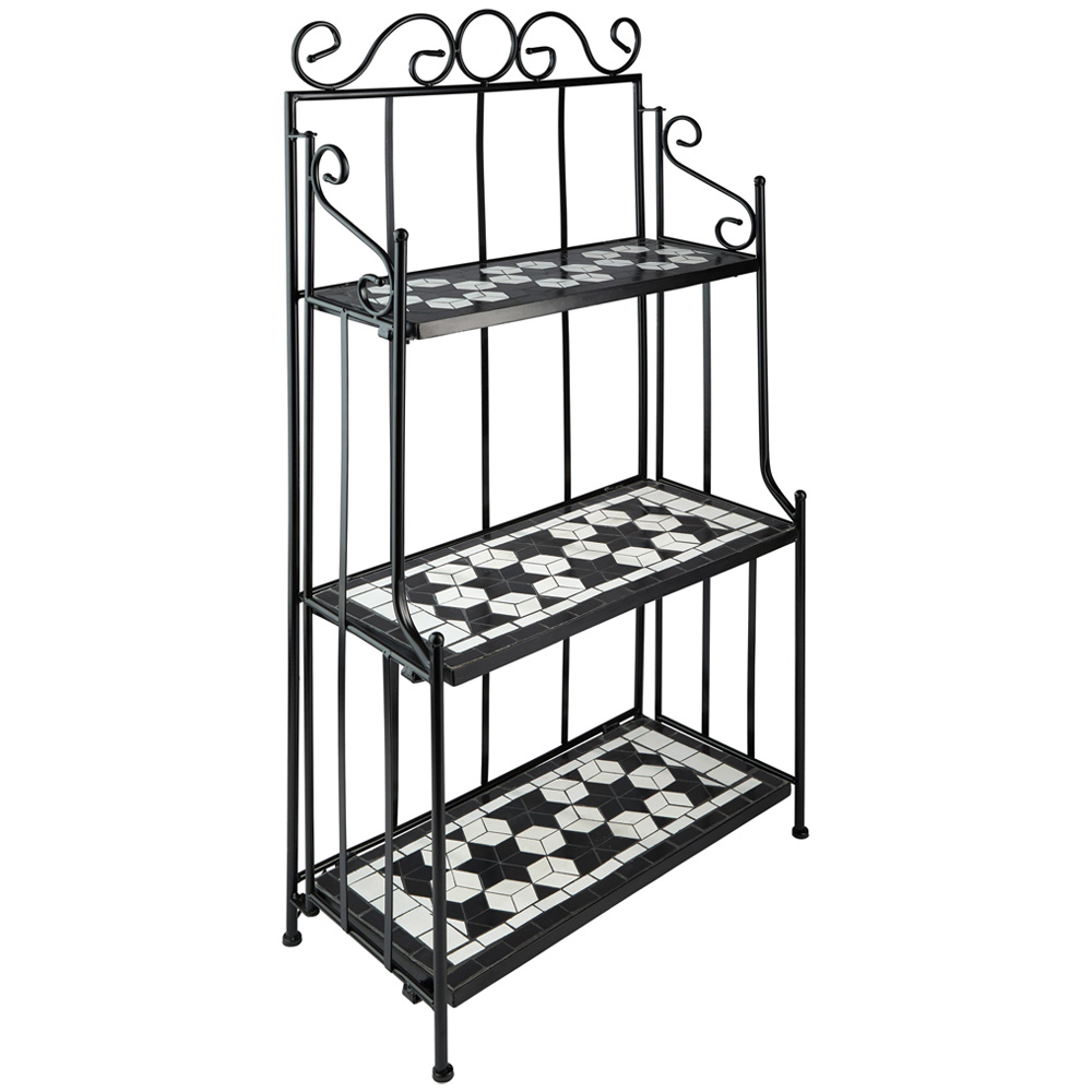 tectake Mosaic Black and White 3 Level Plant Stand Image 1