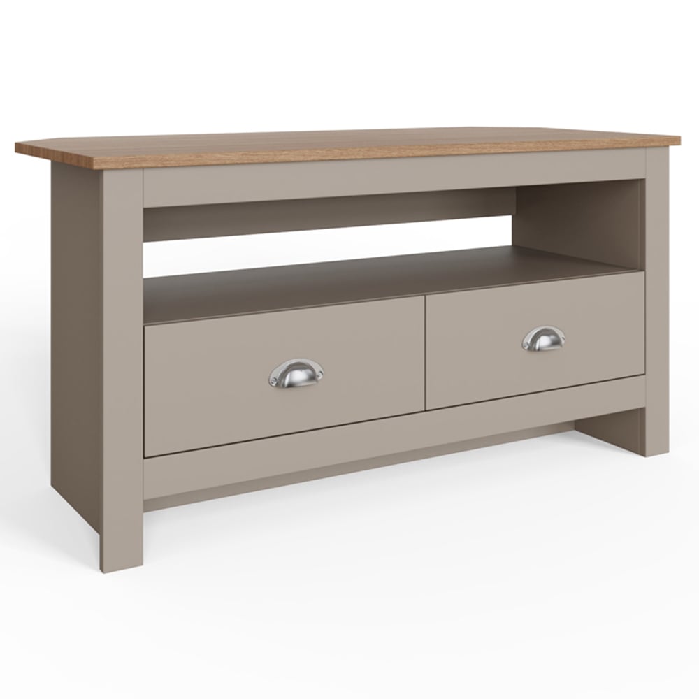 GFW Lancaster 2 Drawer Grey Corner TV Unit Image 3
