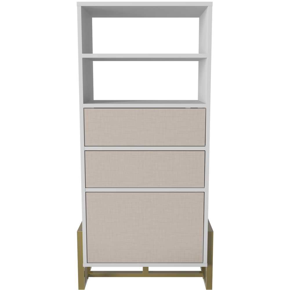 Decorotika Utopie 3 Door 2 Shelf White and Beige Modern Bookshelf Image 2