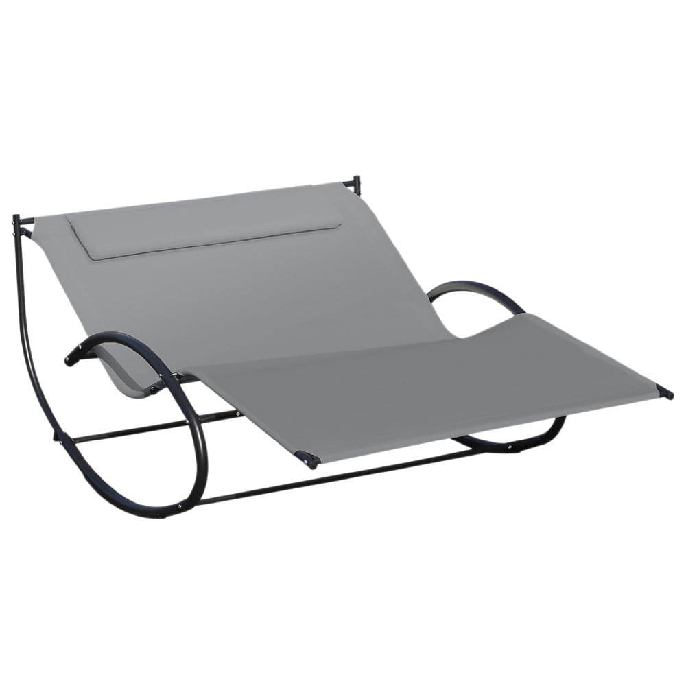 Outsunny Double Hammock Sun Lounger Grey Image 2