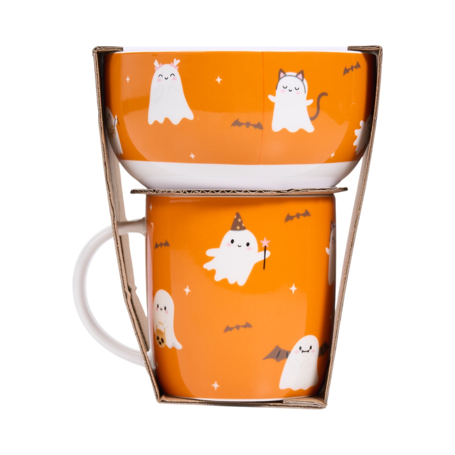 Halloween Print Breakfast SetWhite and Orange Image 2