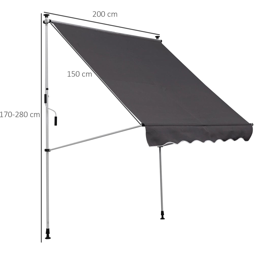 Outsunny Grey Retractable Awning 2 x 1.5m Image 7