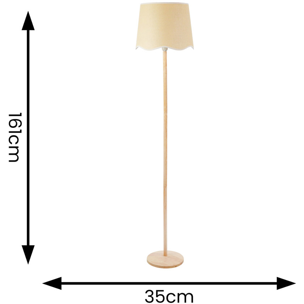 ValueLights Triston Scallop White Edge Shade Light Wood LED Floor Lamp Image 6