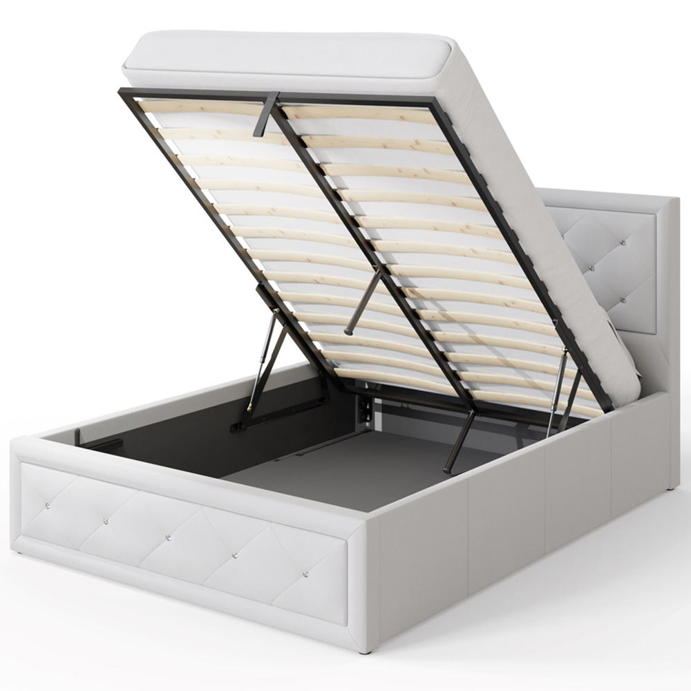 GFW Hollywood Double White Gas End Lift Ottoman Bed with Buttoned Headboard Image 7