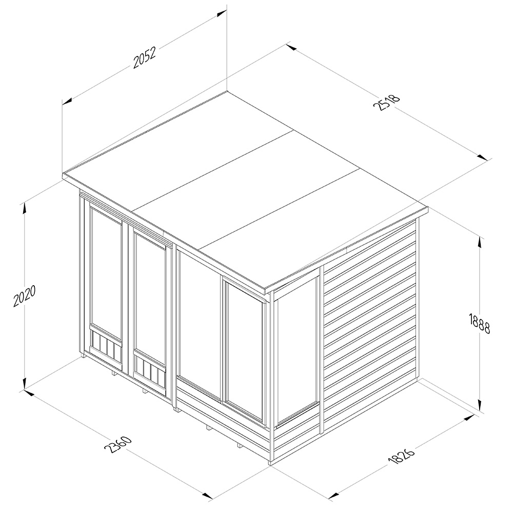 Forest Garden Beckwood 8 x 6ft Single Front Opening Pent Summerhouse Image 9