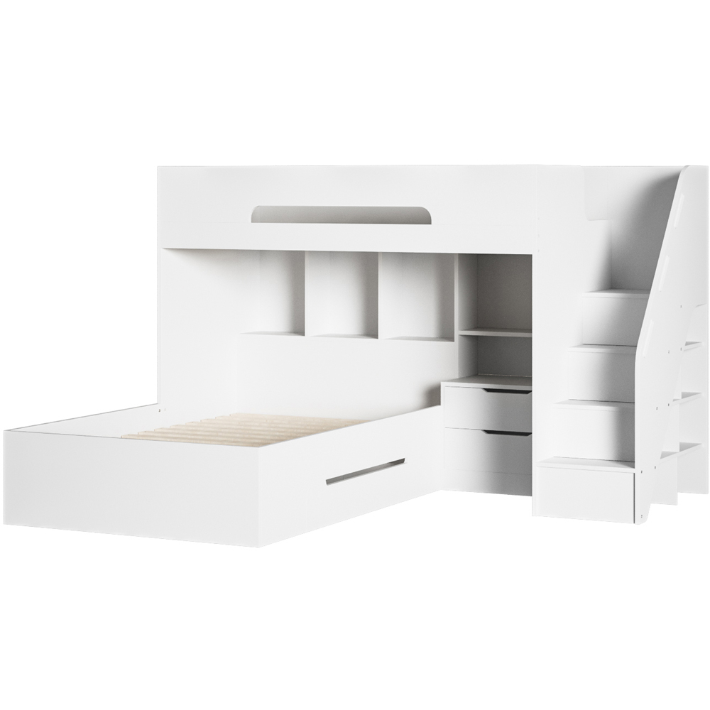 Flair Greyson White Staircase Triple Bunk Bed with Storage Image 2