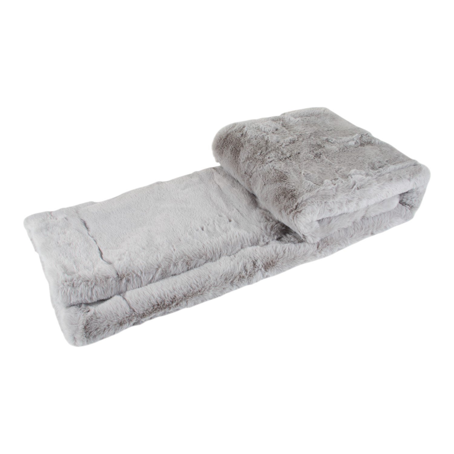 Large Rabbit Faux Fur Throw Grey Image 4