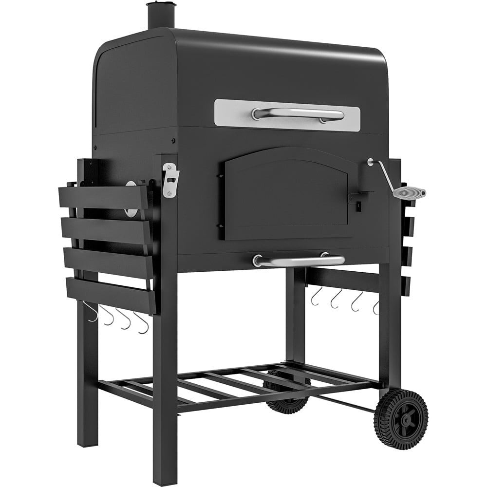 Outsunny 3 in 1 Charcoal Barbecue Grill Trolley with Thermometer Image 1