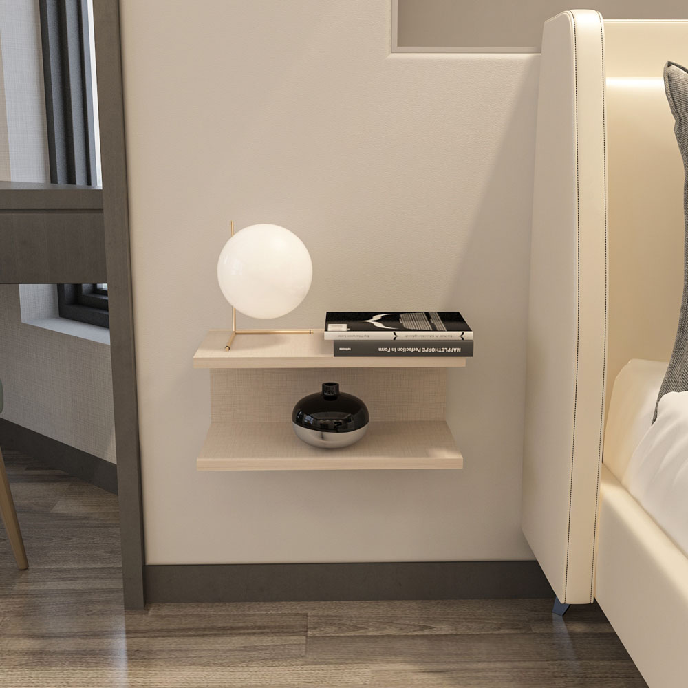 Decorotika Ramira 2 Shelf Cottonbeige Floating Bedside Table Image 6