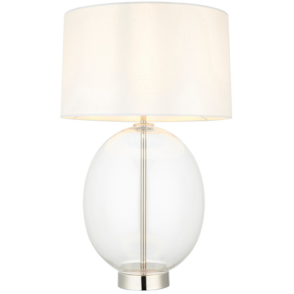 Merano Lecce Glass Bright Nickel Plate Vintage White Fabric Shade Table Lamp Image 3