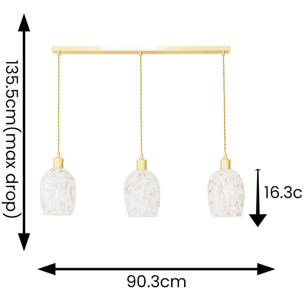 ValueLights India Confetti Glass Shade 3 Drop Gold Diner LED Ceiling Pendant Light Image 4
