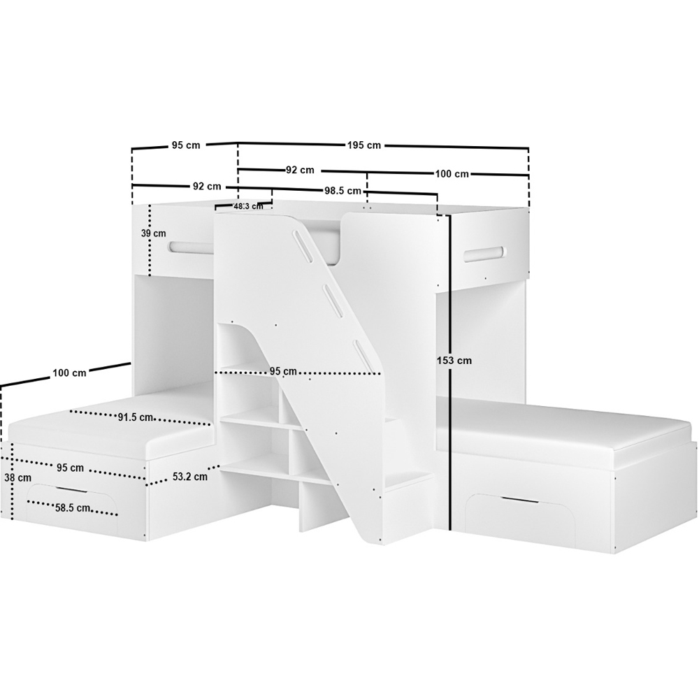 Flair Mason White Staircase Triple Sleeper with Storage Image 8