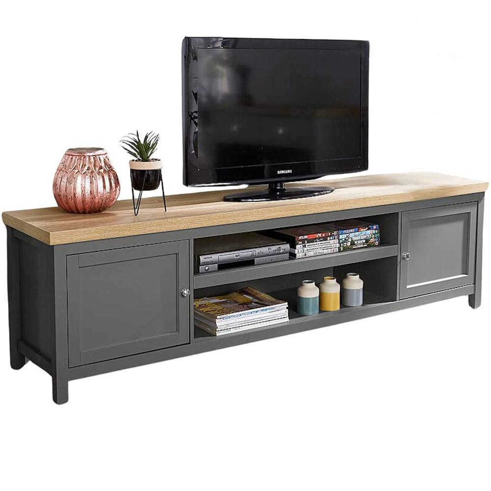 Home Source Avon 2 Door Large Graphite Grey TV Unit Image 2