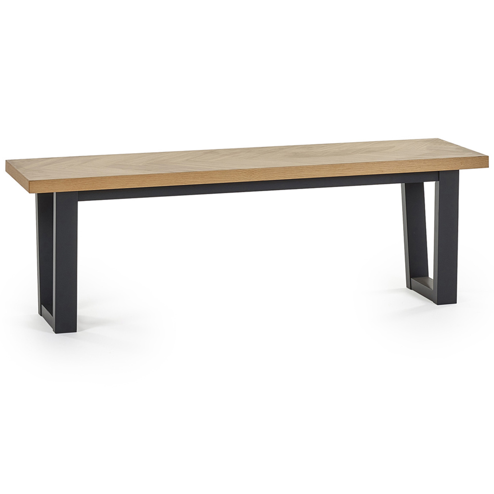 Julian Bowen Hilton 2 Seater White Oak and Black Dining Bench Image 2