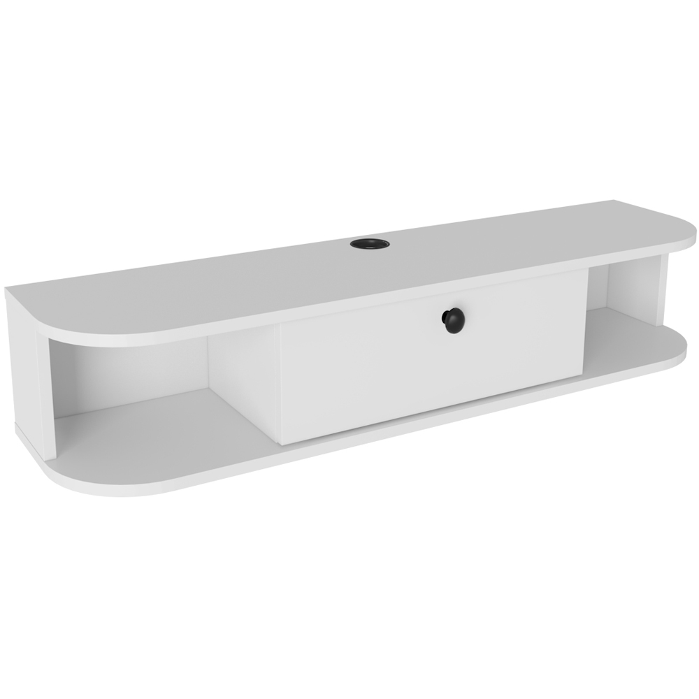 Decorotika Ibarra Single Door 2 Shelf White Wall Mounted TV Unit Image 2