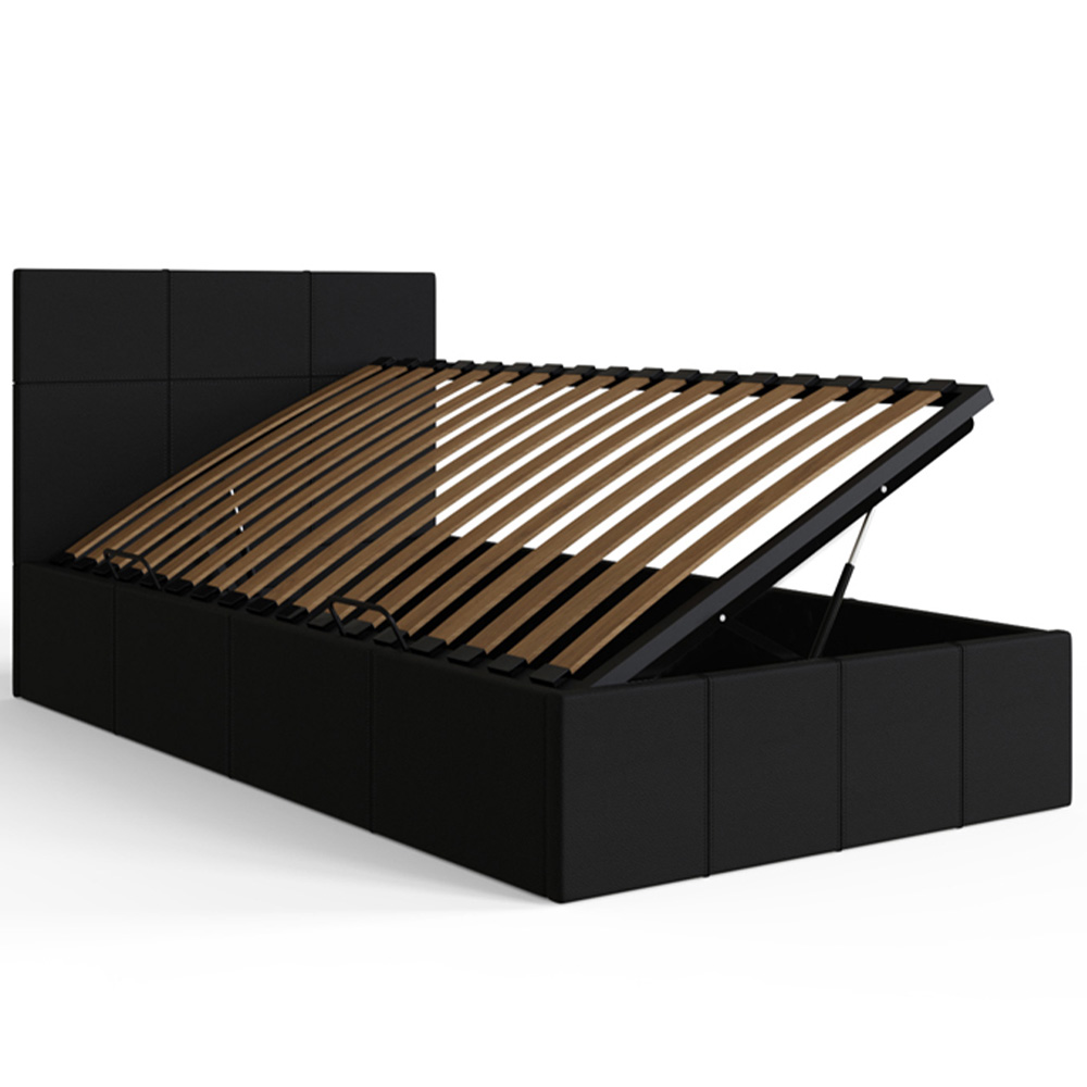 GFW Single Black Faux Leather Side Lift Ottoman Bed with Bonnell Mattress Image 5