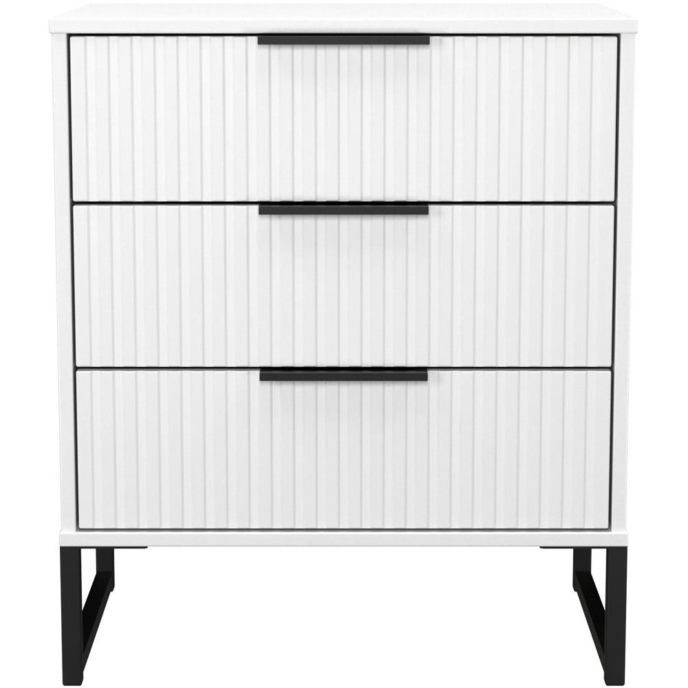 Crowndale Fluted 3 Drawer White Matt Midi Chest of Drawers Ready Assembled Image 2