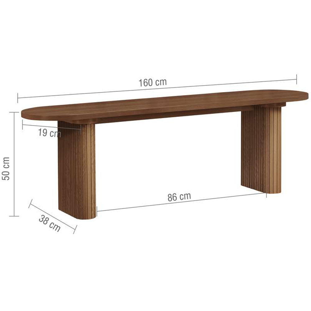 Birlea Axel 2 Seater Walnut Oval Fluted Dining Bench Image 9