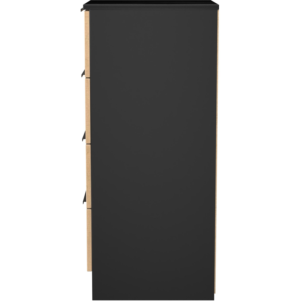 Crowndale Java 4 Drawer Slatt Effect and Black Bedside Cabinet Image 3