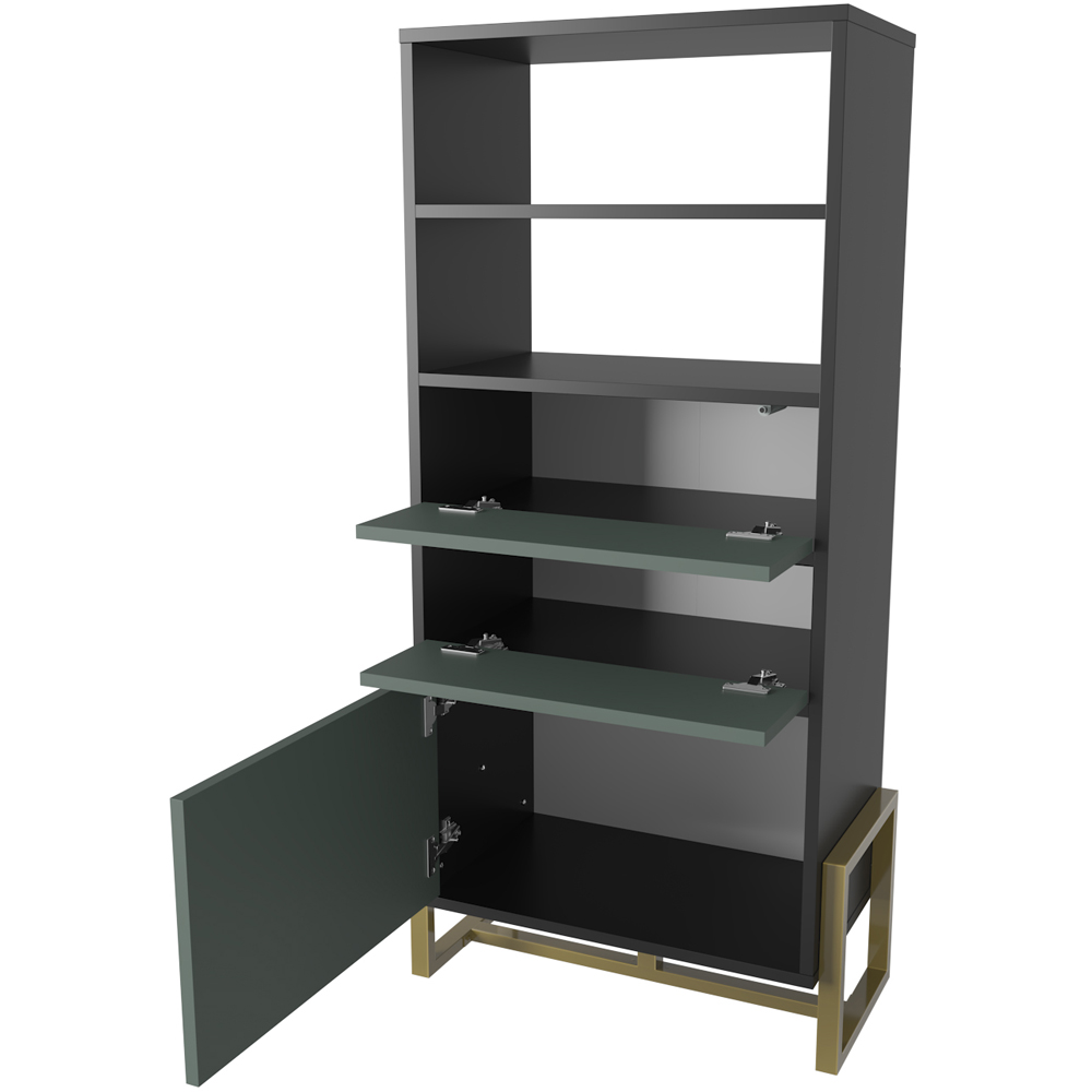 Decorotika Utopie 3 Door 2 Shelf Black and Green Modern Bookshelf Image 3