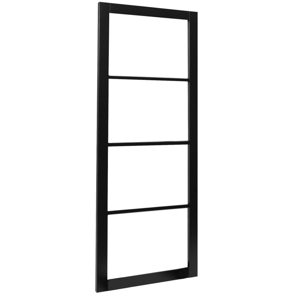 Jet Black Fully Finished Industrial Studio 4 Light Clear Glass Internal Door 1981 x 610 x 35mm Image 3