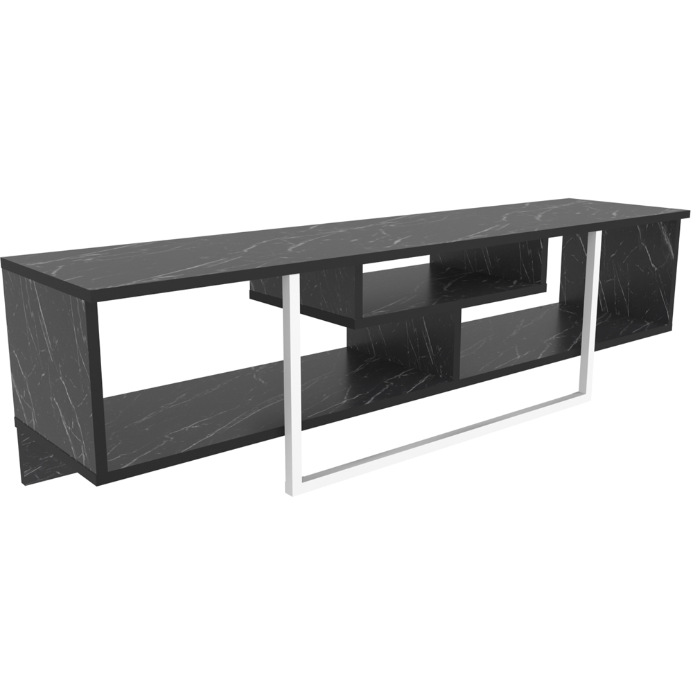 Decorotika Asal 3 Shelf Black Marble Effect and White TV Unit Image 2