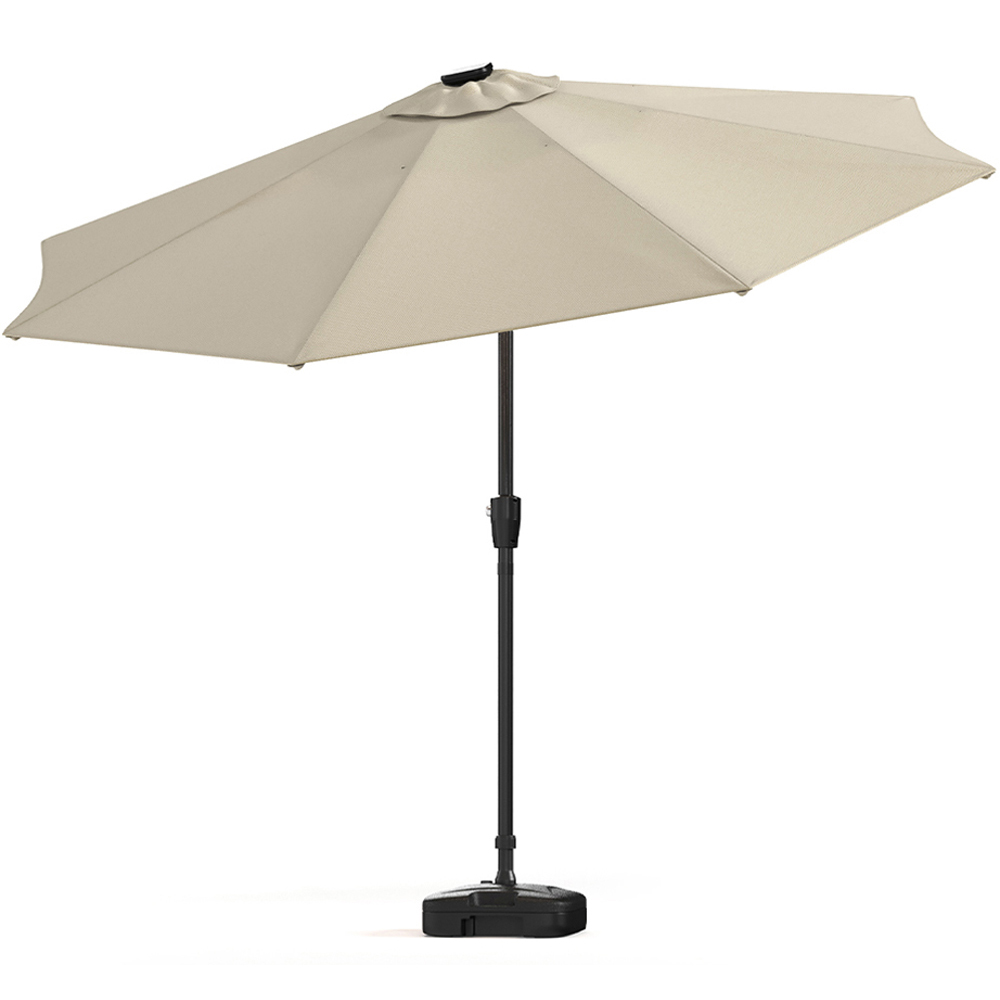 Living and Home Beige Solar LED Crank and Tilt Parasol with Plastic Fillable Base 3m Image 3