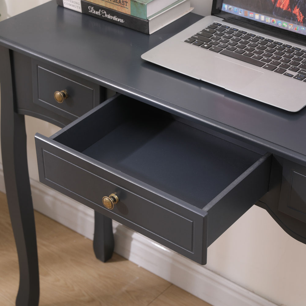 FurnitureHMD 3 Drawer Dark Grey Console Table Image 4