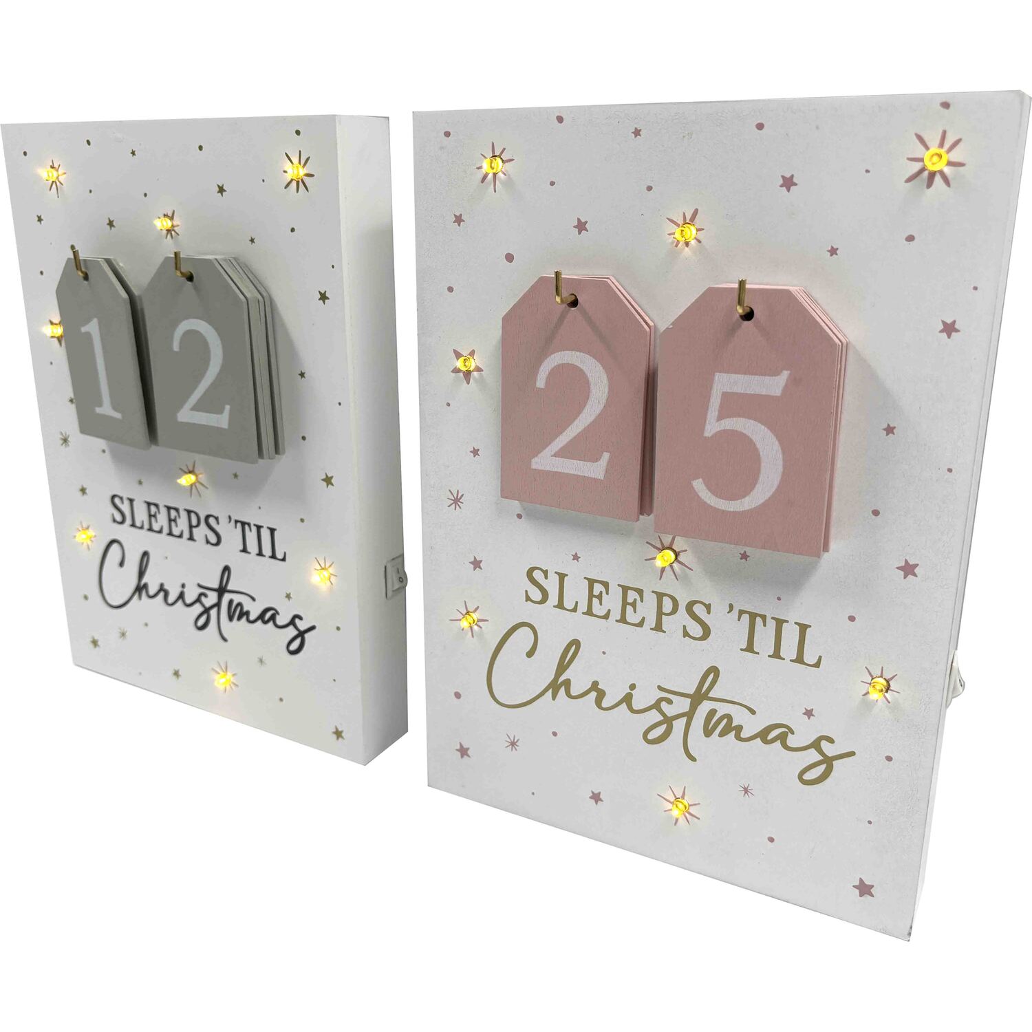 Sleeps Til Christmas LED Advent Calendar - White Image 2