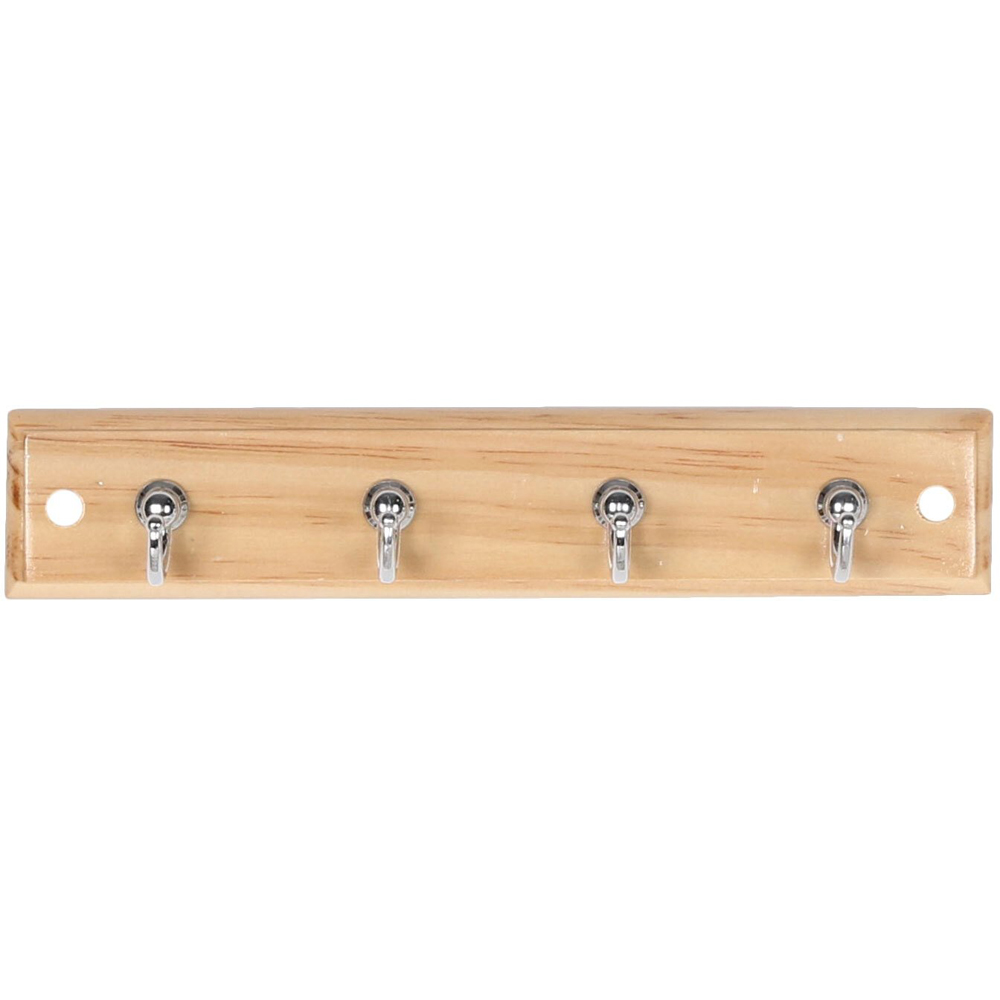Decorails Chrome and Pine 4 Hook Key Tidy Rail Image